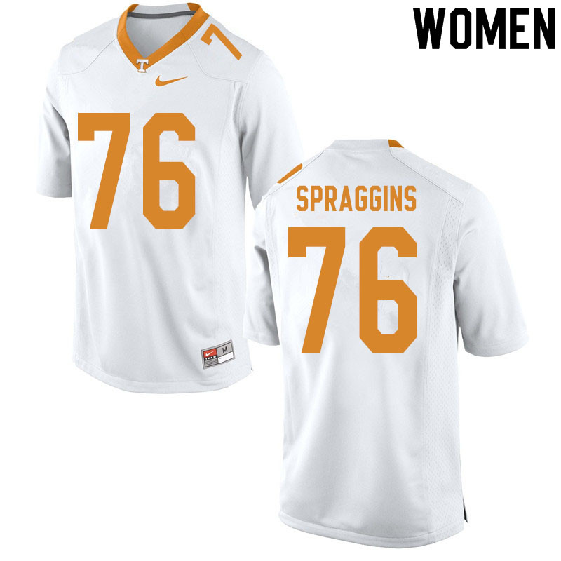 Women #76 Javontez Spraggins Tennessee Volunteers College Football Jerseys Sale-White - Click Image to Close
